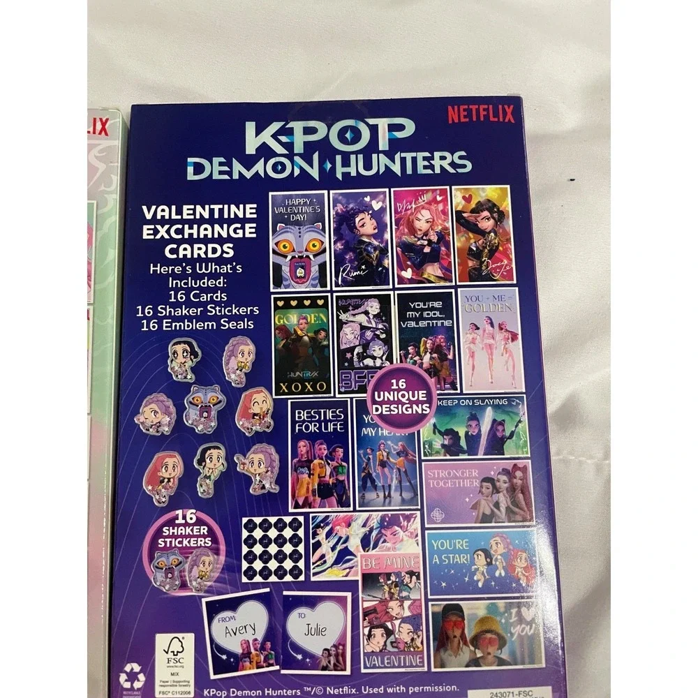 2026 KPop Demon Hunters 2 16 Classroom Valentine's Day Exchange Cards & Stickers